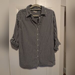Talbots Black and White Plaid Shirt